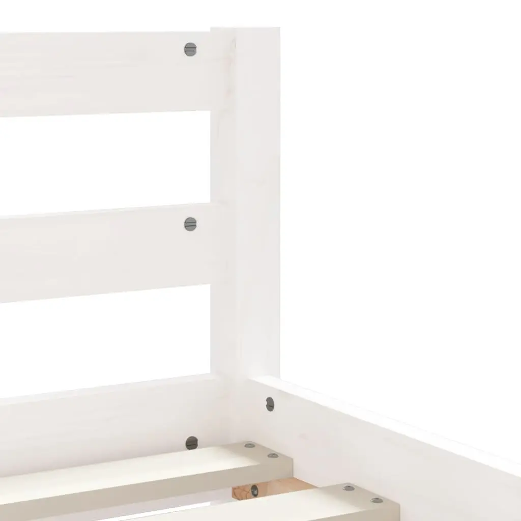 Kids Bed Frame Wooden Pine White Single with Storage Drawers