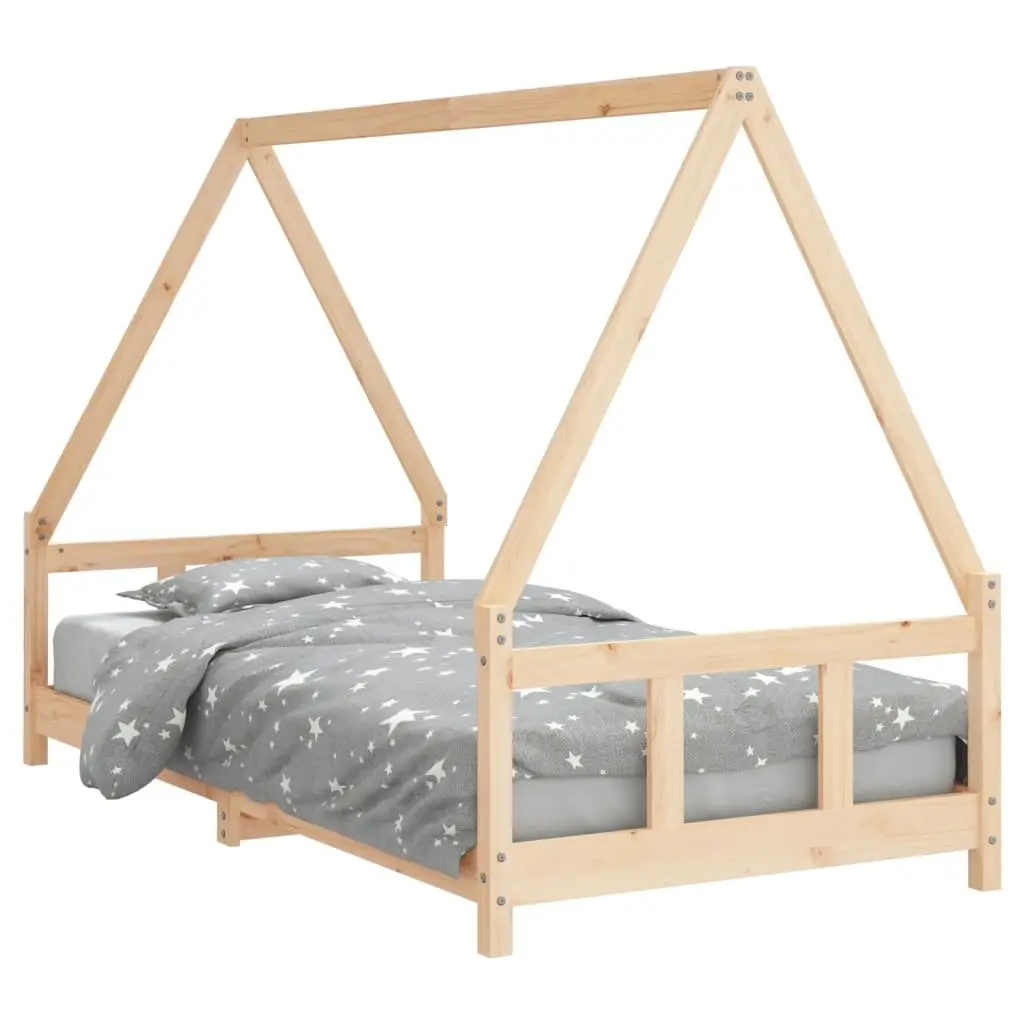 Kids Bed Frame 90x190 cm Solid Wood Pine House Design Low Profile Toddler
