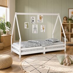 Versatile Kids Bed Frame for Home Use, White 90x190 cm