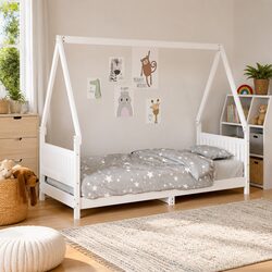 Practical Low Toddler Bed Frame in White 90x190 cm
