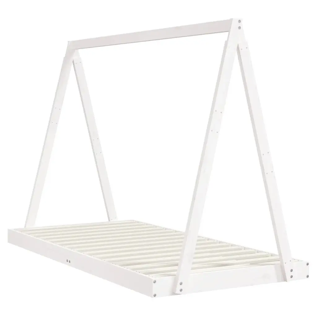 Kids Bed Frame Solid Pine Wood Tipi Style White 90x190 cm Toddler Bedroom Furniture