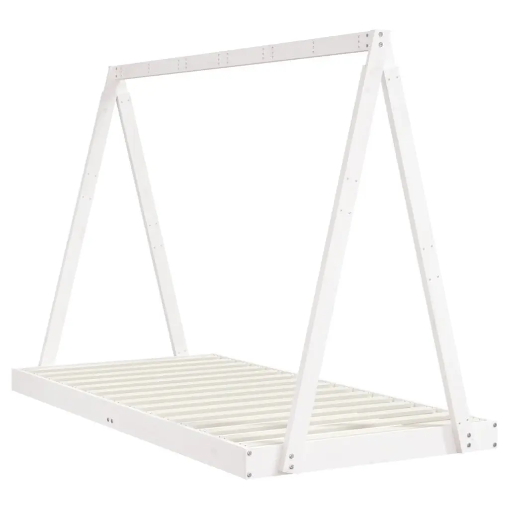 Kids Bed Frame Solid Pine Wood Tipi Style White 90x190 cm Toddler Bedroom Furniture