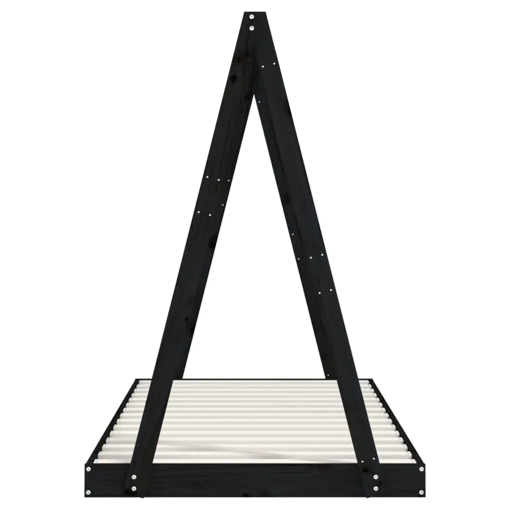 Kids Bed Frame 90x190cm Solid Wood Pine Toddler Tipi Design Black Single Bed