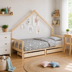 Functional 90x190 cm Kids Bed Frame with Storage Solutions