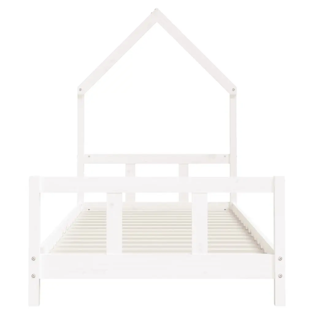 Kids Bed Frame Solid Pine Wood House Bed 92x187cm White