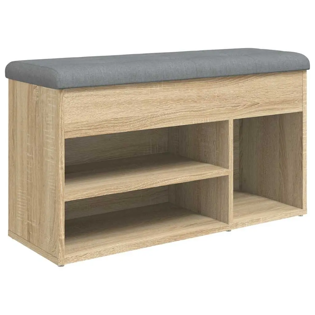 Shoe Bench Engineered Wood 82 x 32 x 45.5 cm Brown Padded Seat