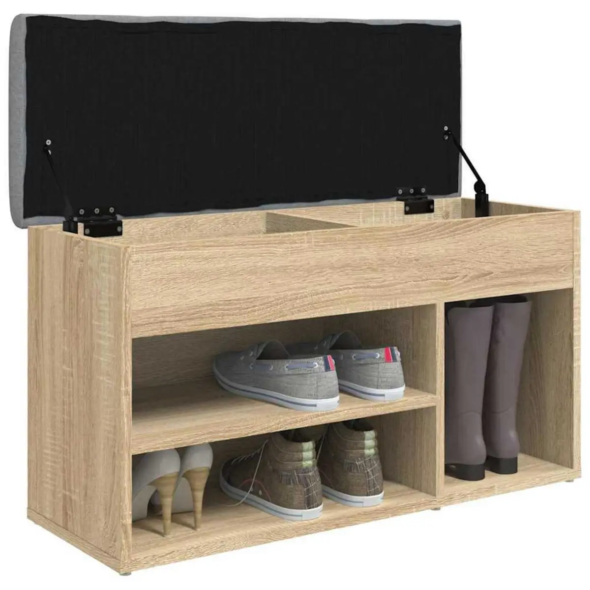 Shoe Bench Engineered Wood 82 x 32 x 45.5 cm Brown Padded Seat
