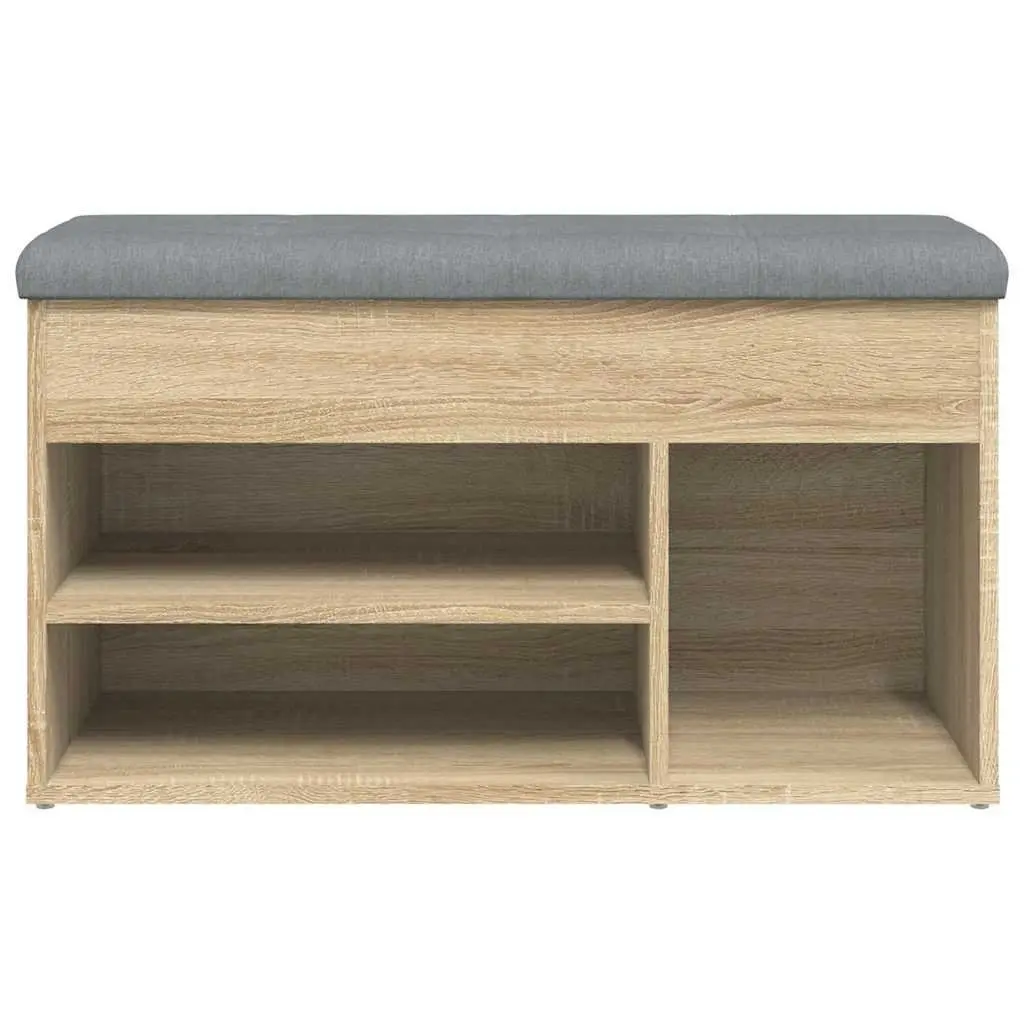 Shoe Bench Engineered Wood 82 x 32 x 45.5 cm Brown Padded Seat