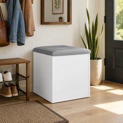 Versatile White Storage Bench, Perfect for Any Room