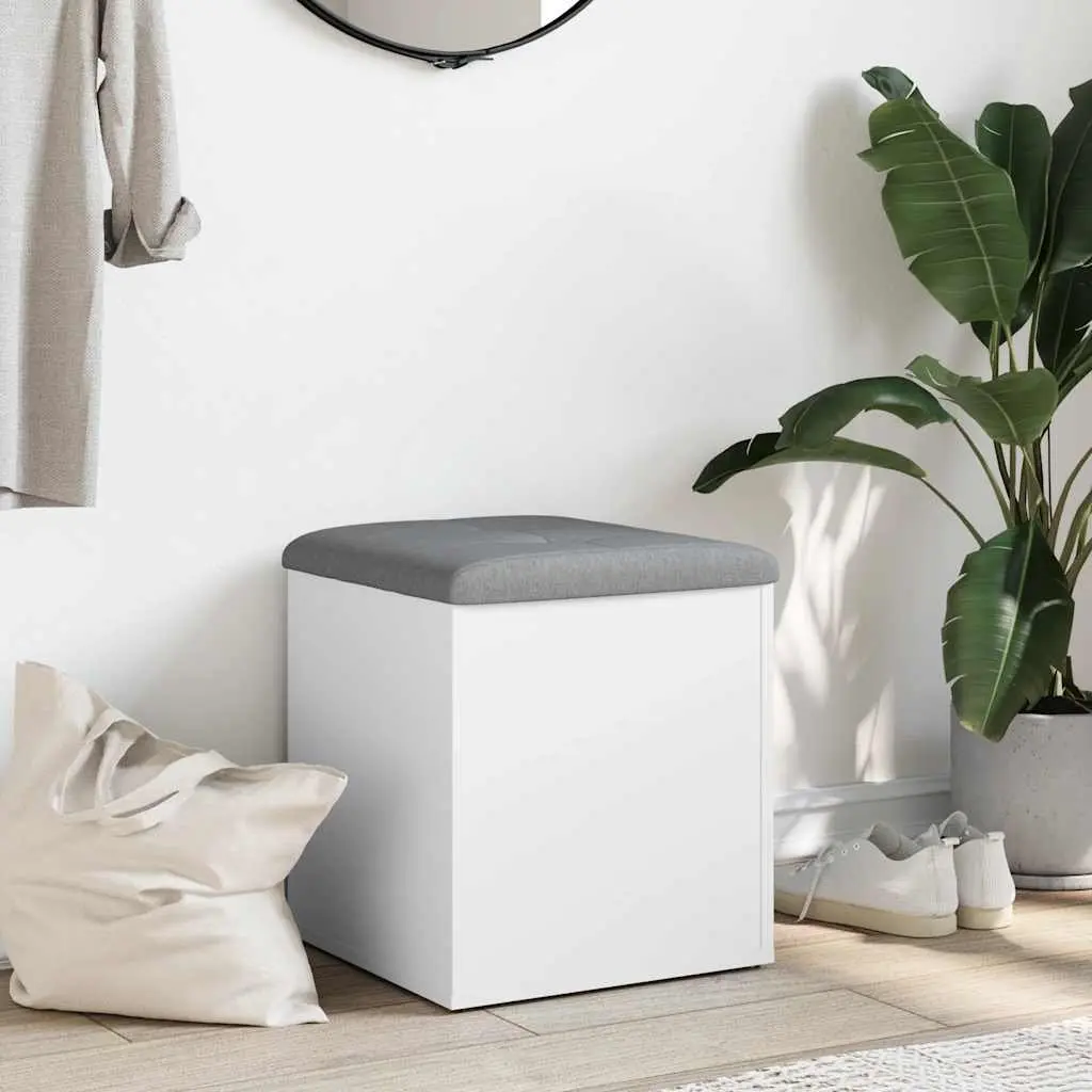 Storage Bench White 42x42x45 cm Padded Seat Hallway Entryway Shoe Organizer
