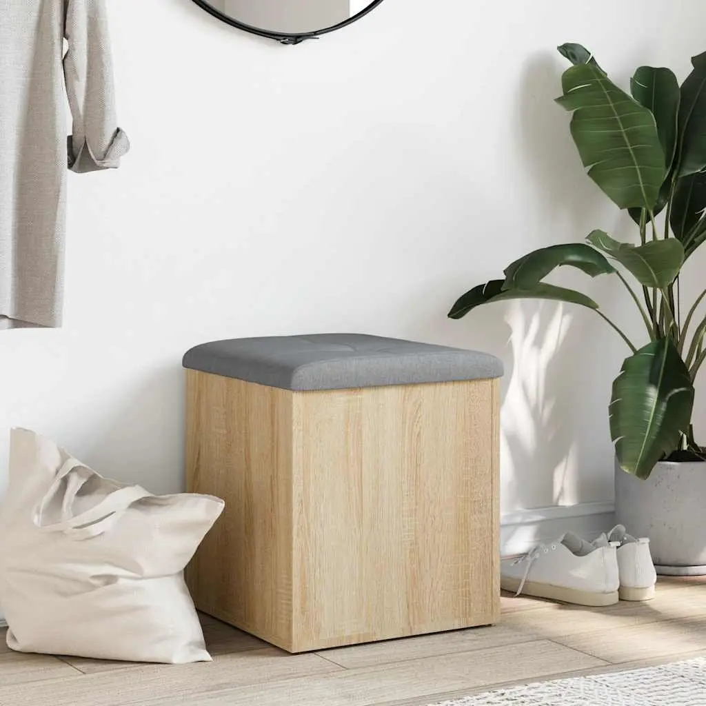 Bench Storage Organizer Engineered Wood Brown 42x42x45 cm Padded Seat Cushion Entryway Hallway