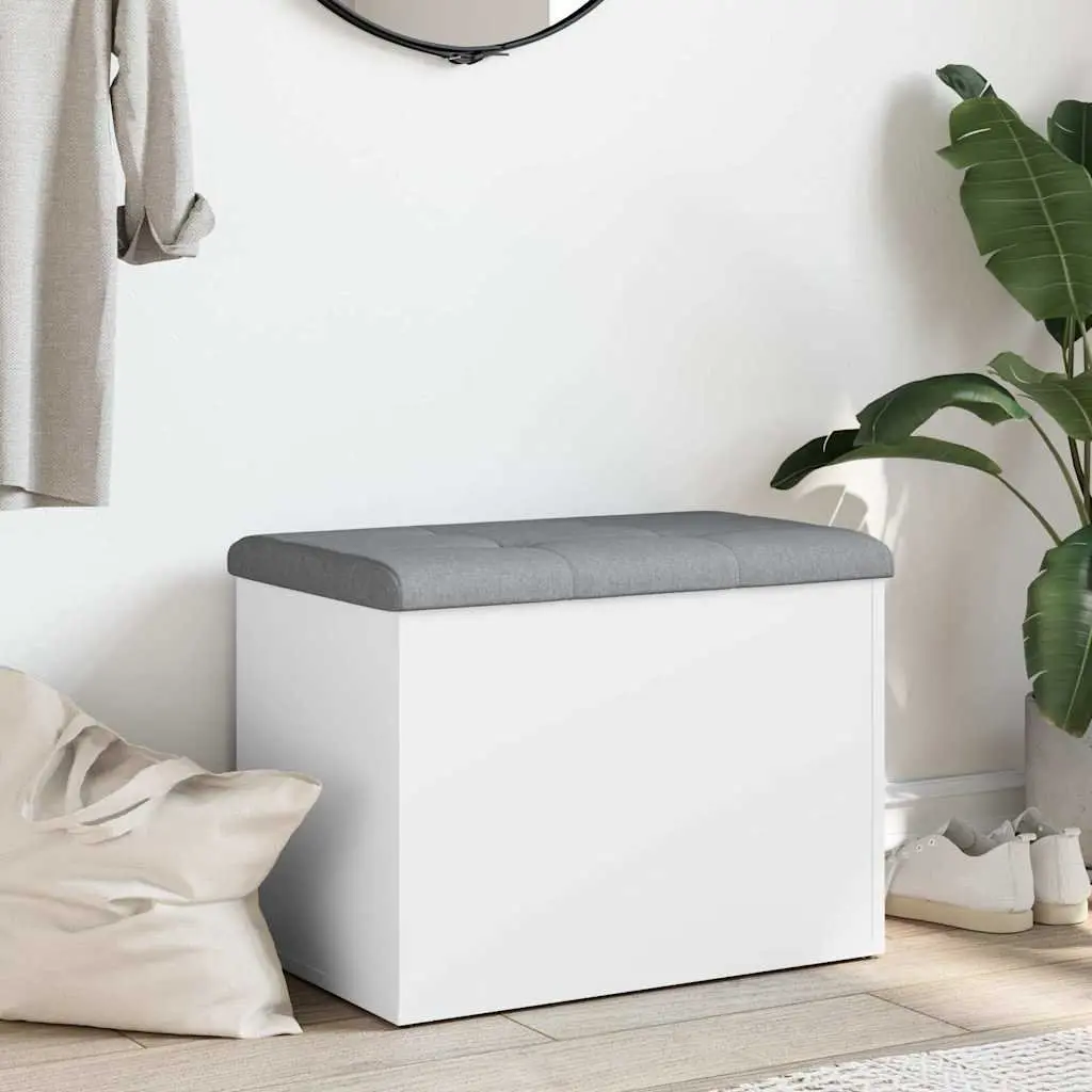 White Storage Bench for Hallway Use