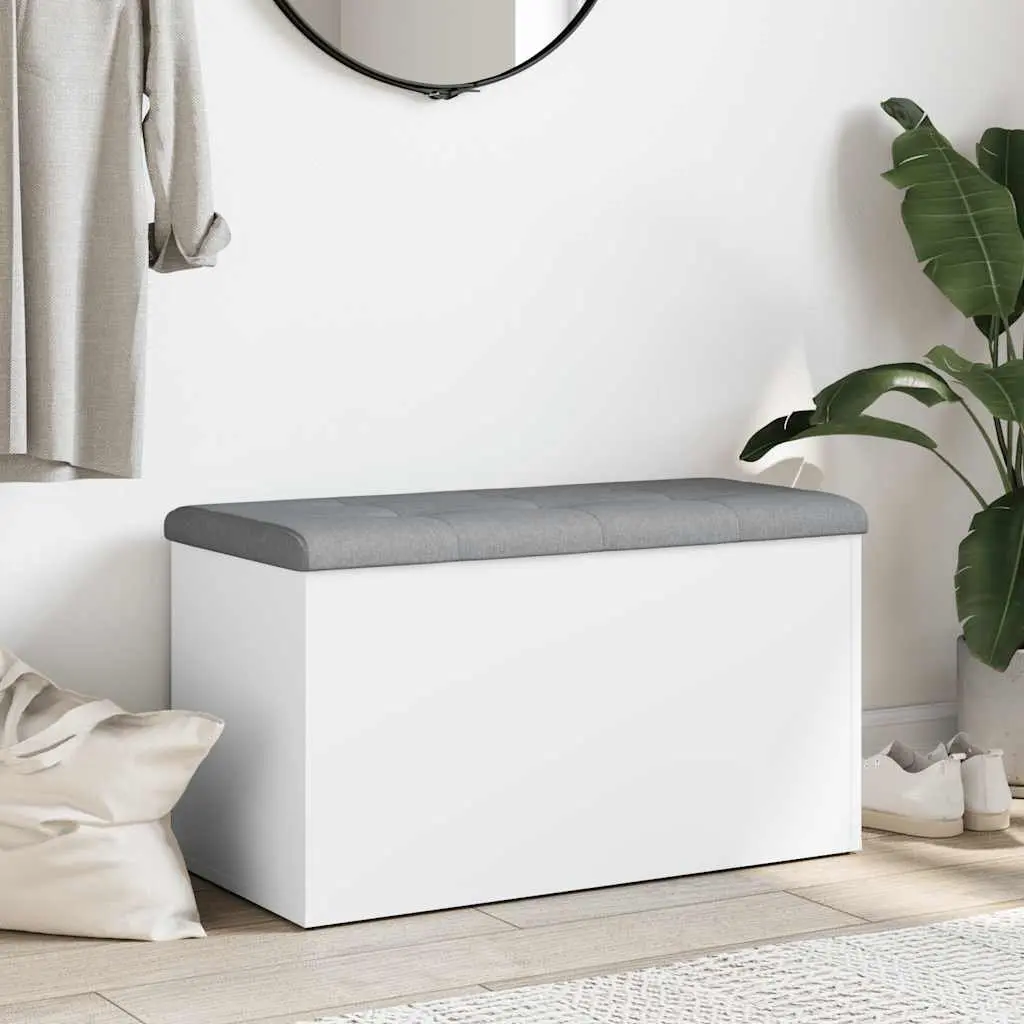 Storage Bench White 82x42x45 cm Hallway Entryway Shoe Padded Seat Hinged Lid