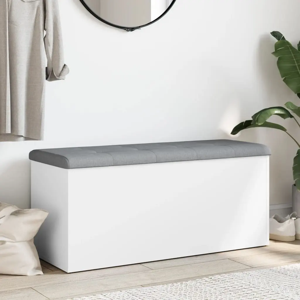 Storage Bench White 102x42x45 cm Engineered Wood Hallway Shoe Organizer Seat