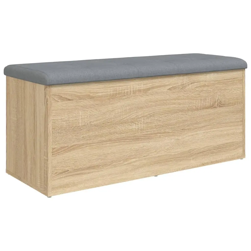 Brown Storage Bench Engineered Wood Padded Seat for Living Room or Hallway 102x42x45cm