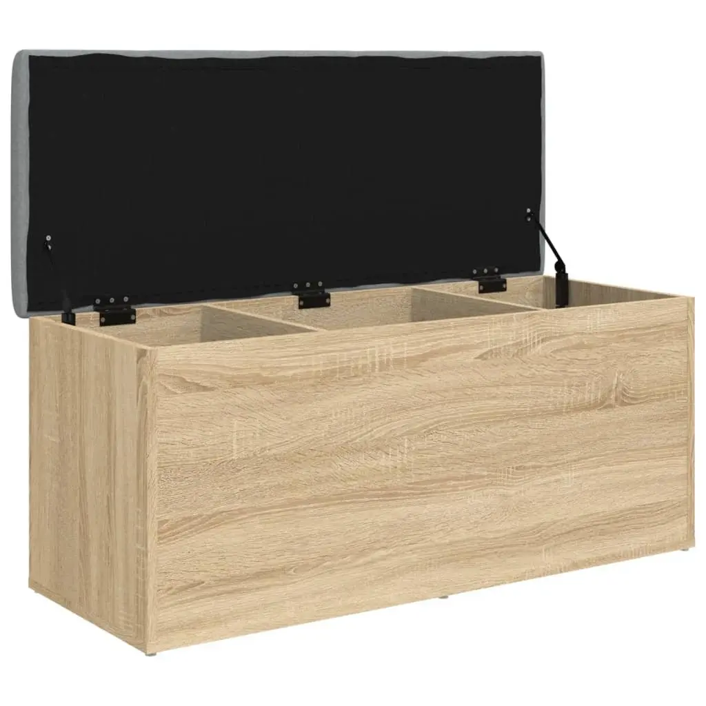 Brown Storage Bench Engineered Wood Padded Seat for Living Room or Hallway 102x42x45cm