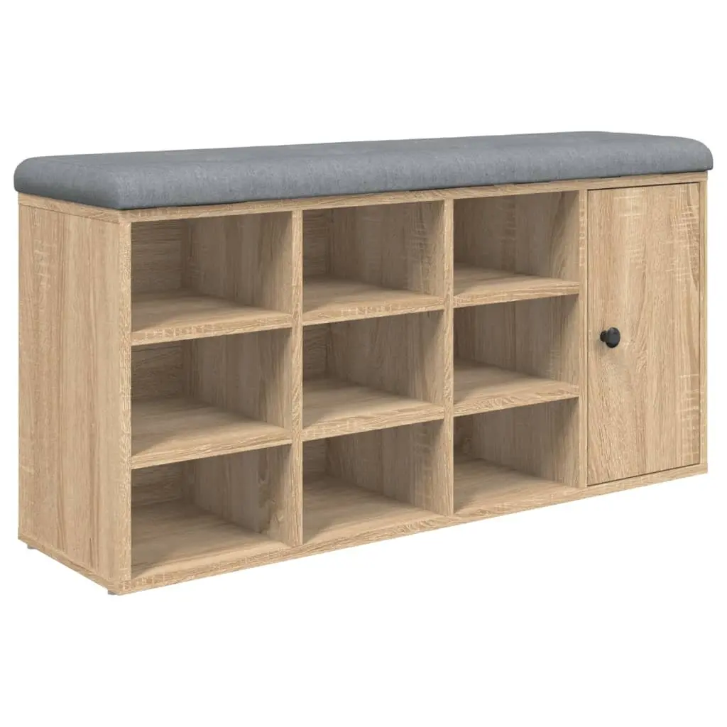 Shoe Bench Storage Hallway Entryway Sonoma Oak Padded Seat Organizer 102x32x50cm