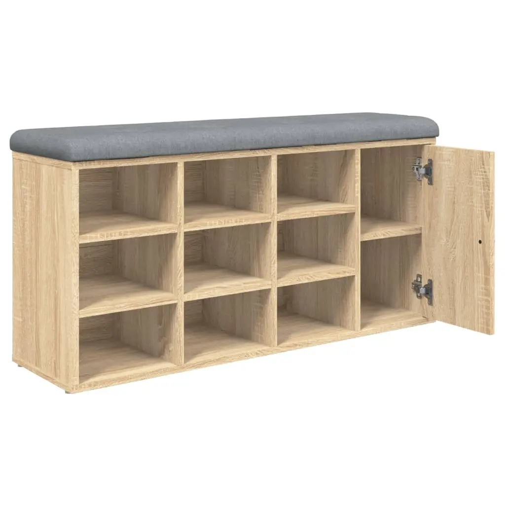 Shoe Bench Storage Hallway Entryway Sonoma Oak Padded Seat Organizer 102x32x50cm