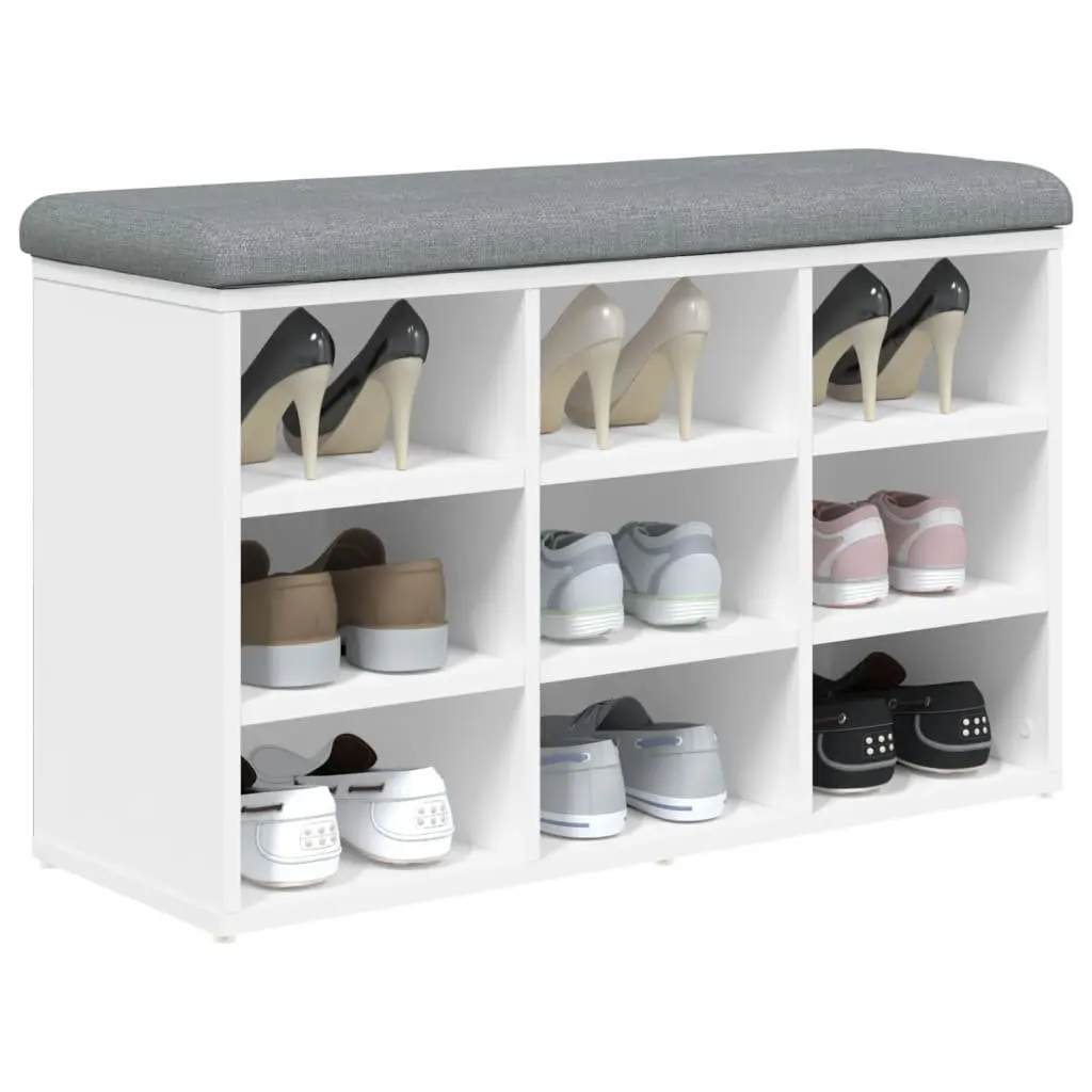 White Shoe Bench with Ample Storage