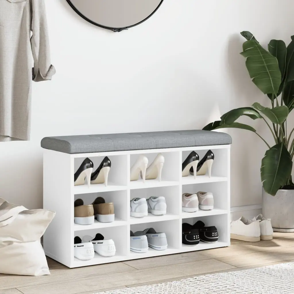 White Shoe Bench with Ample Storage