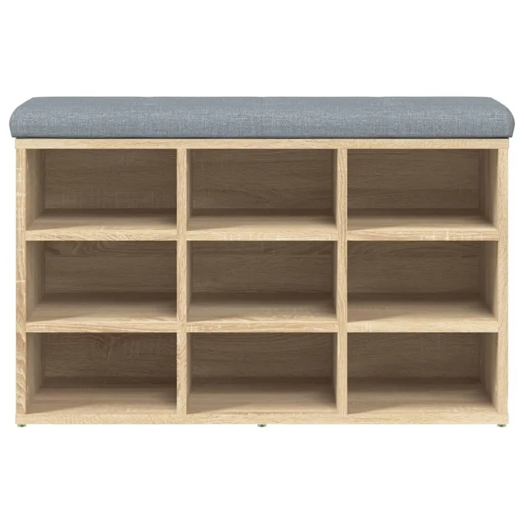 Shoe Storage Bench Padded Seat Engineered Wood Brown 82cm x 32cm x 50cm
