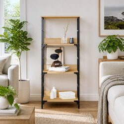 Bookshelf Storage Cabinet Engineered Wood 3 Compartments Industrial Style Brown