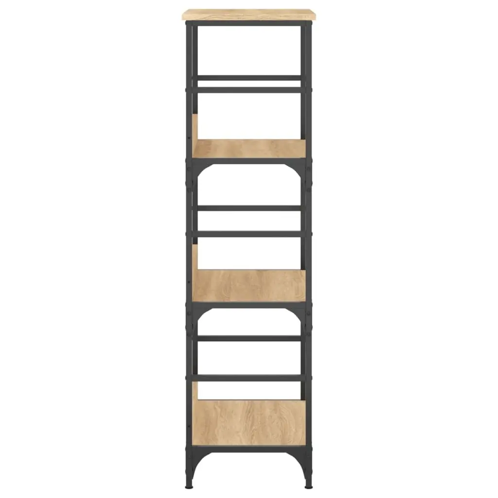 Bookshelf 3 Tier Storage Shelf Engineered Wood Steel Frame Sonoma Oak 50x33x117.5cm Industrial Style Bookcase