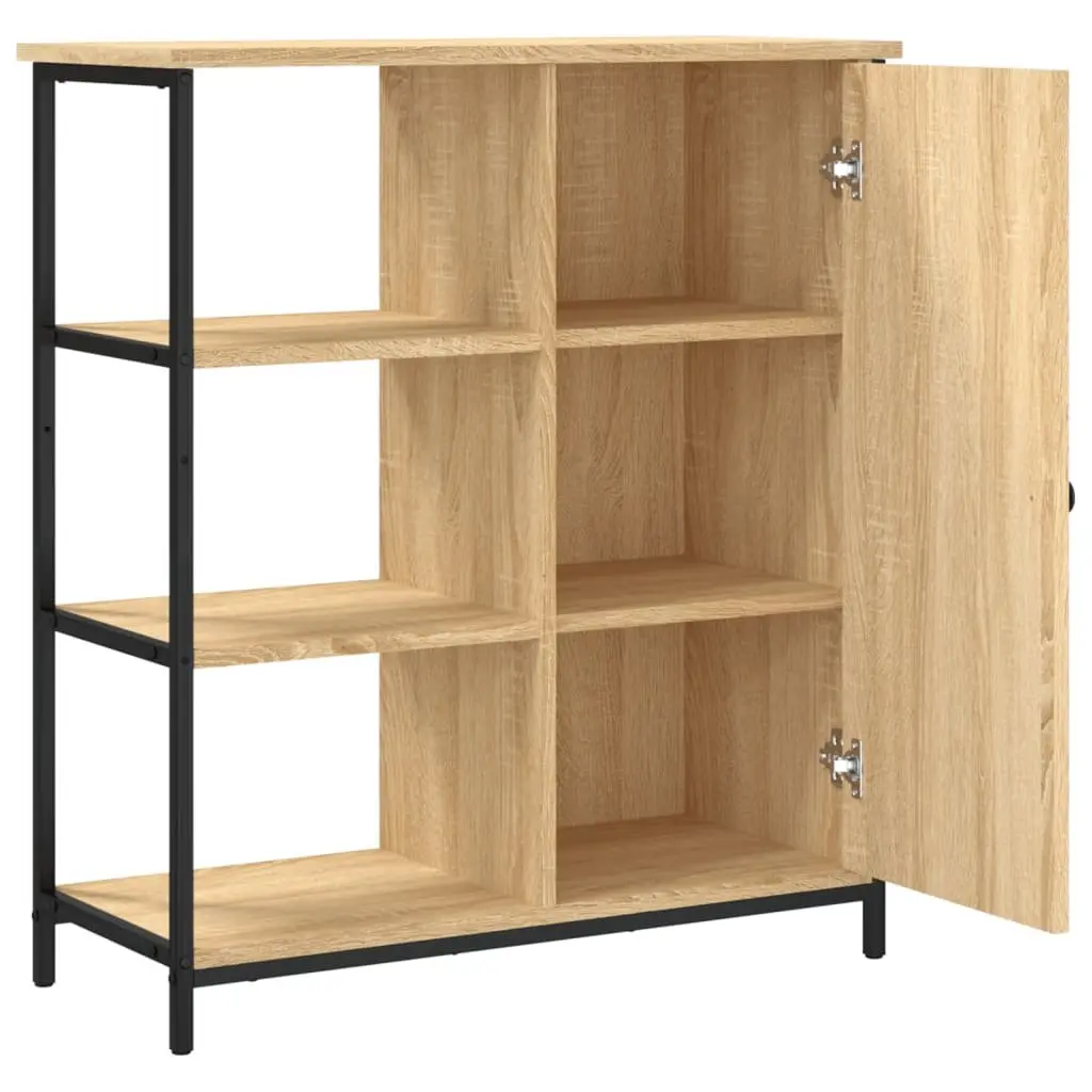 Brown Engineered Wood Sideboard Cabinet Adjustable Feet Storage Furniture 70x30x80cm