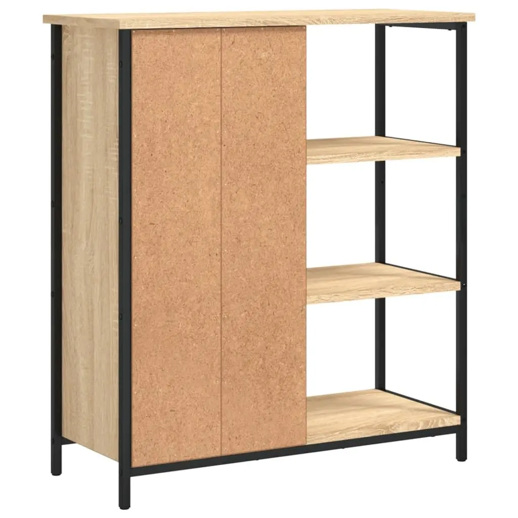 Brown Engineered Wood Sideboard Cabinet Adjustable Feet Storage Furniture 70x30x80cm