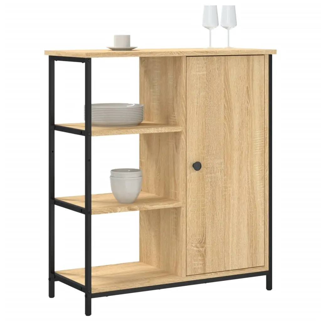 Brown Engineered Wood Sideboard Cabinet Adjustable Feet Storage Furniture 70x30x80cm