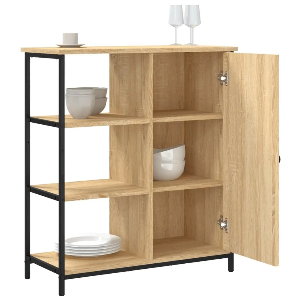 Brown Engineered Wood Sideboard Cabinet Adjustable Feet Storage Furniture 70x30x80cm