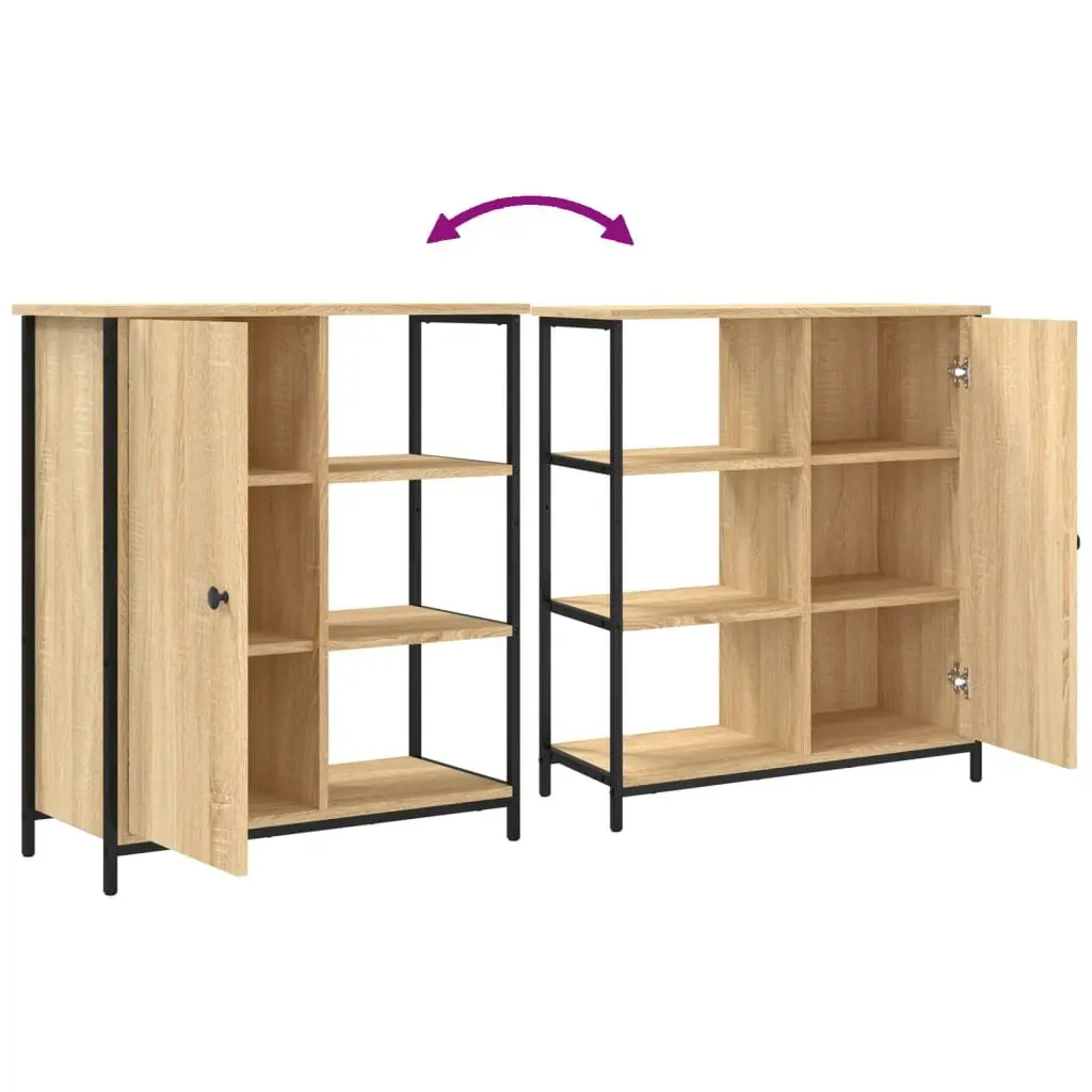 Brown Engineered Wood Sideboard Cabinet Adjustable Feet Storage Furniture 70x30x80cm