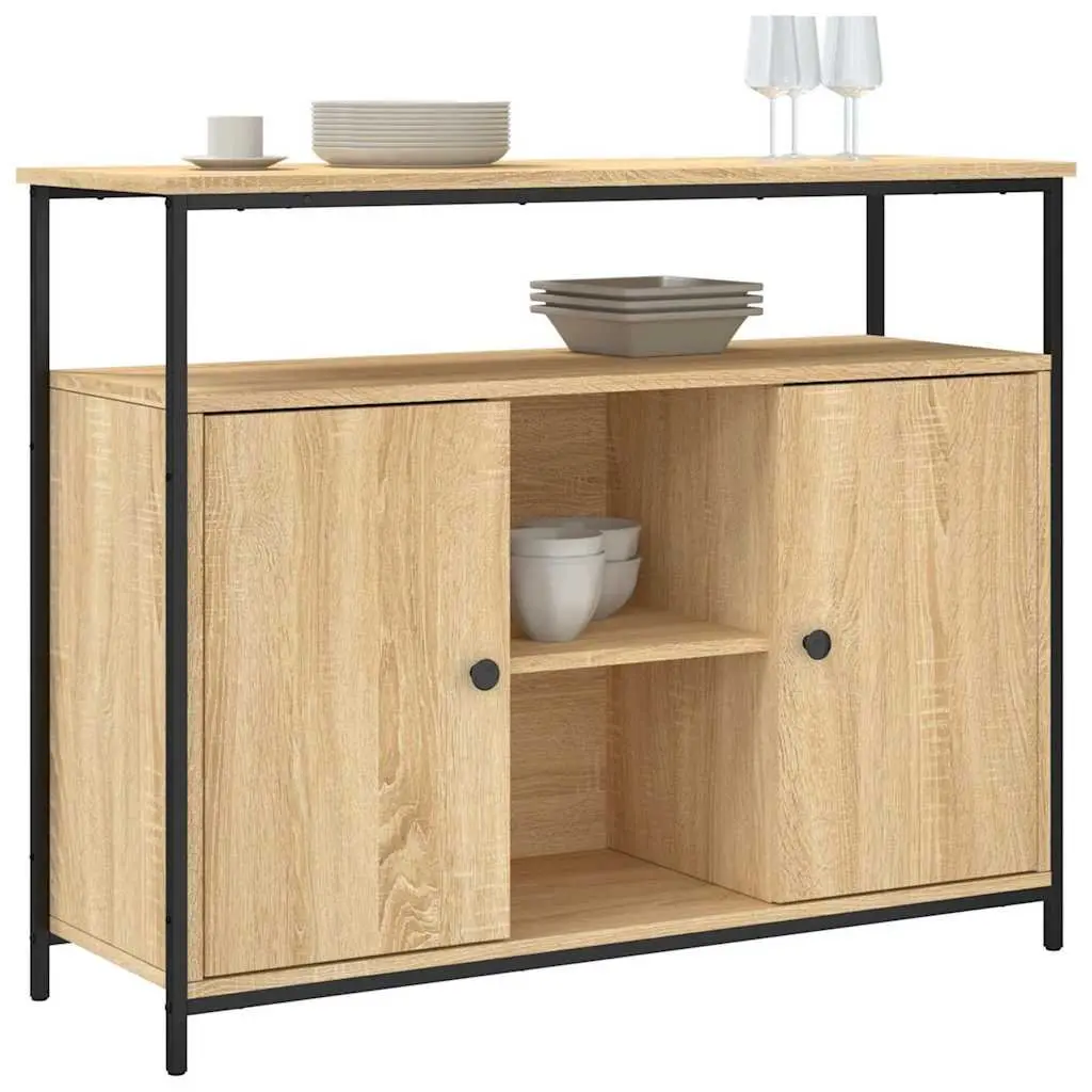 Sideboard Brown Engineered Wood Storage Cabinet Buffet Display Furniture