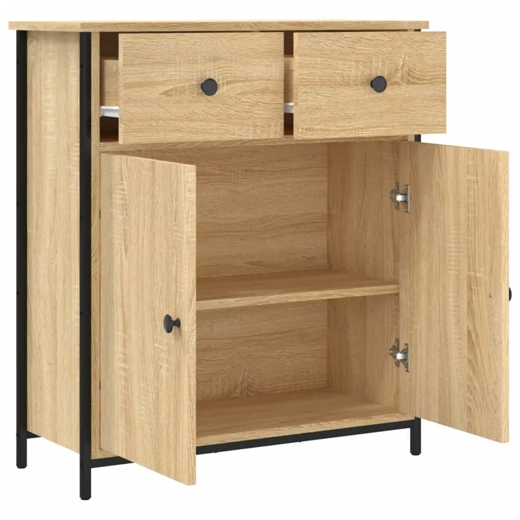 Brown Engineered Wood Sideboard Cabinet Storage 70cm x 30cm x 80cm