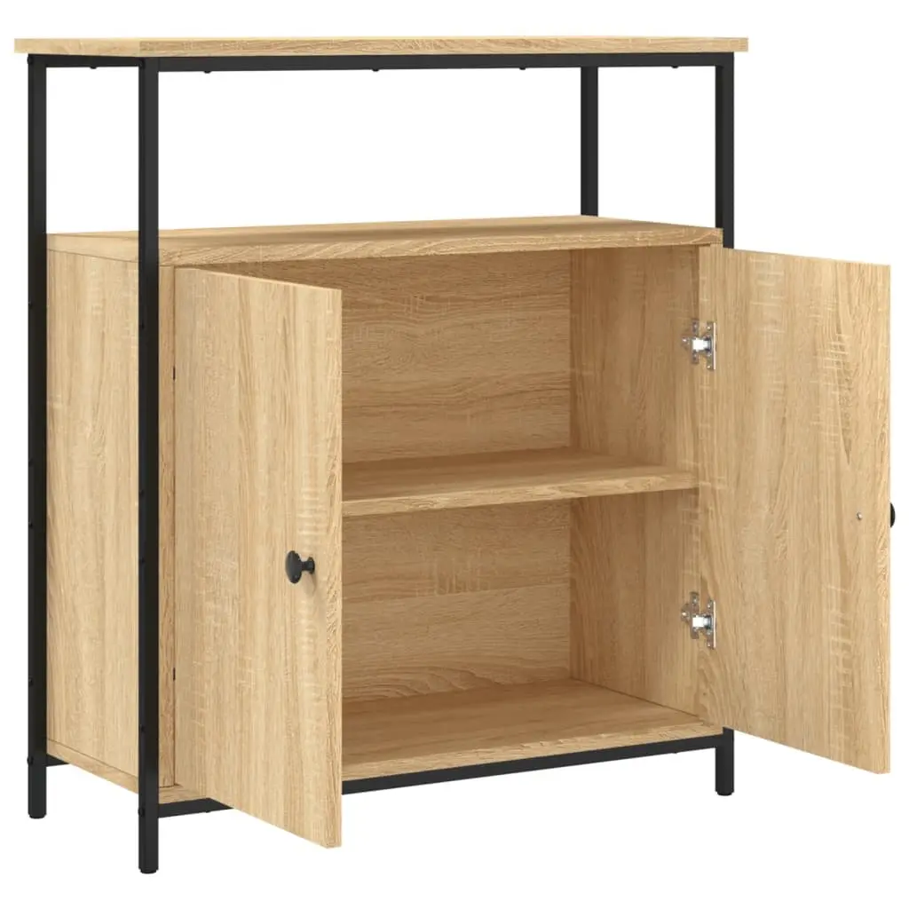 Sideboard Storage Cabinet Brown Engineered Wood Buffet Display Furniture