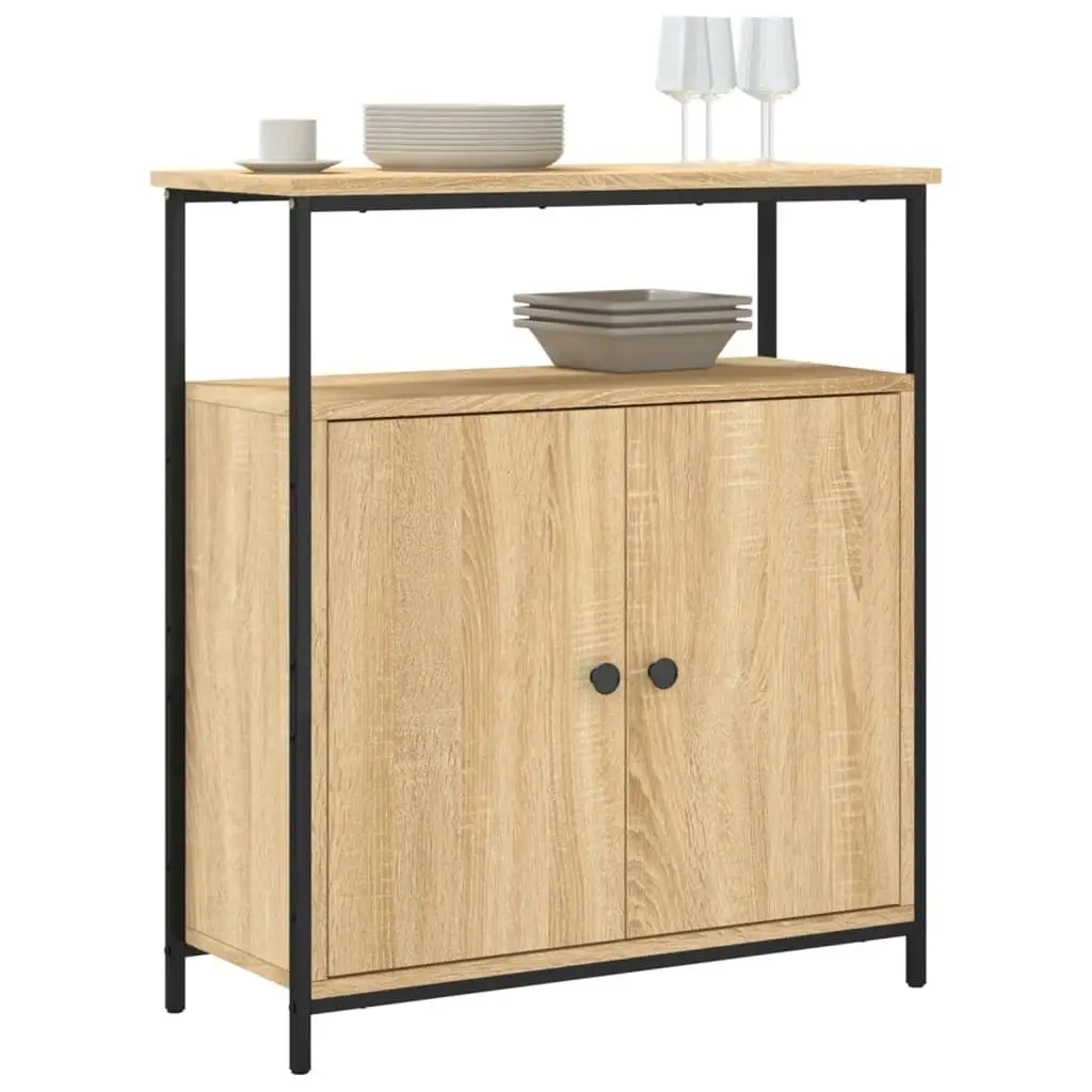 Sideboard Storage Cabinet Brown Engineered Wood Buffet Display Furniture