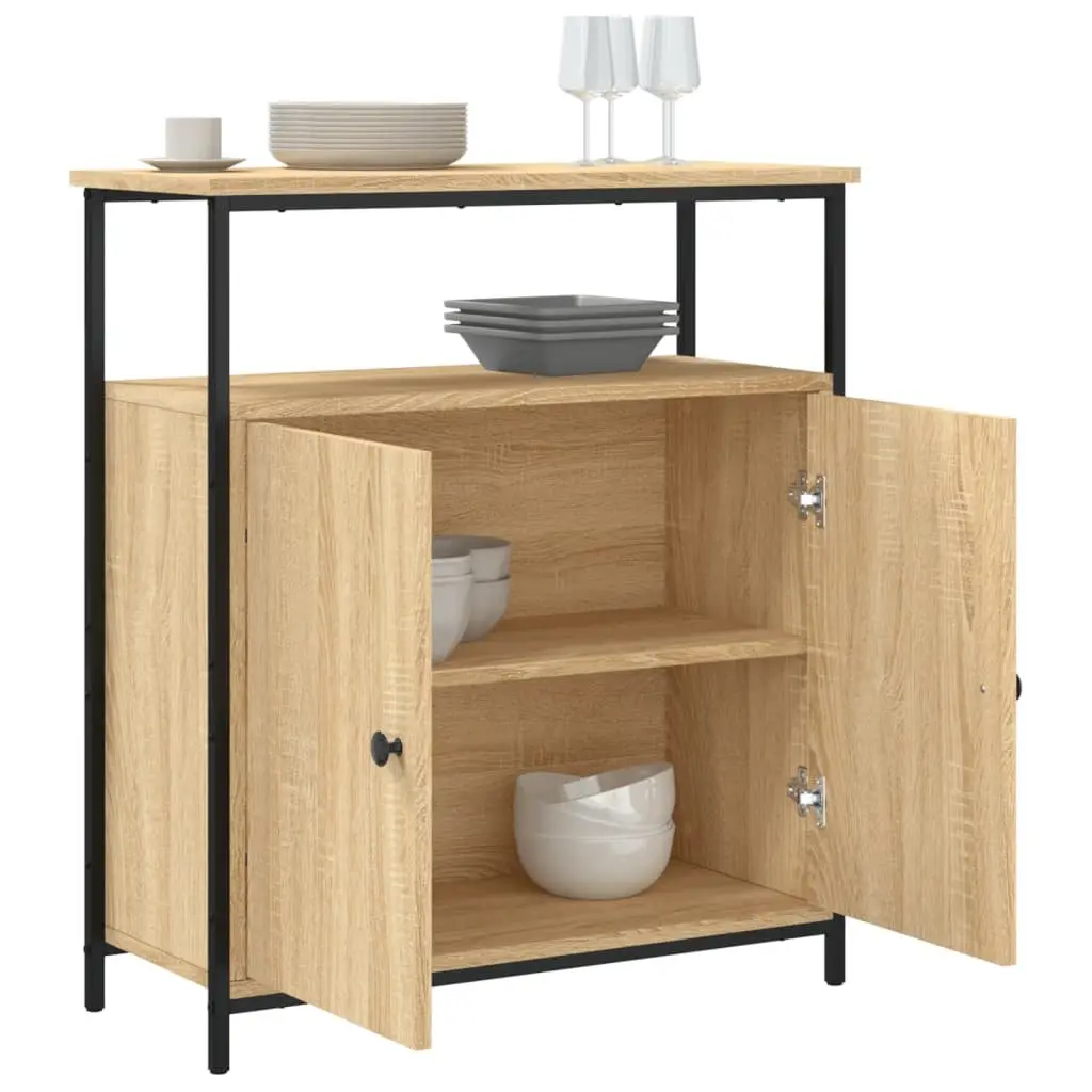 Sideboard Storage Cabinet Brown Engineered Wood Buffet Display Furniture