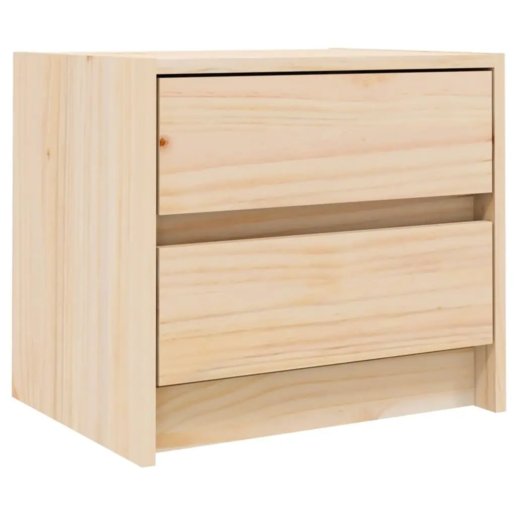 Bedside Table 40x31x35.5 cm Pine Wood 2 Drawer Rustic Storage Furniture