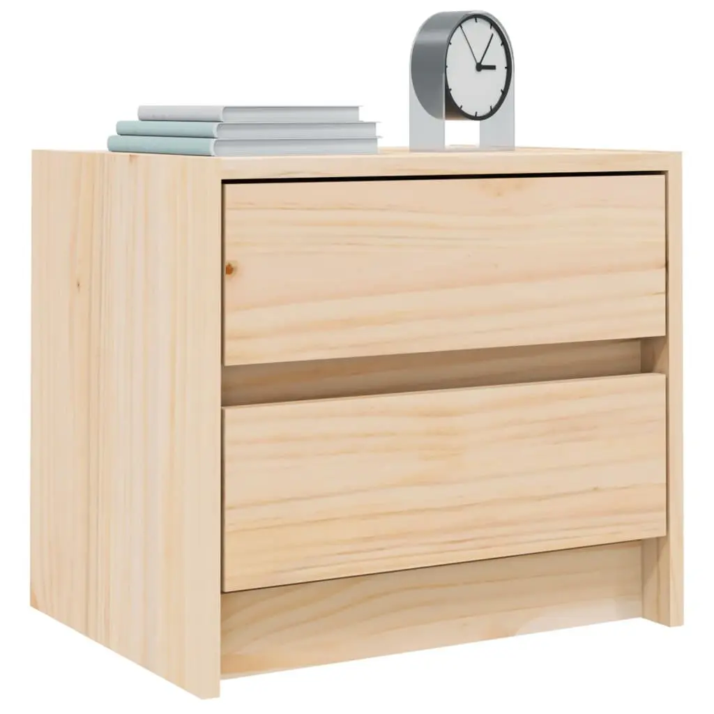 Bedside Table 40x31x35.5 cm Pine Wood 2 Drawer Rustic Storage Furniture