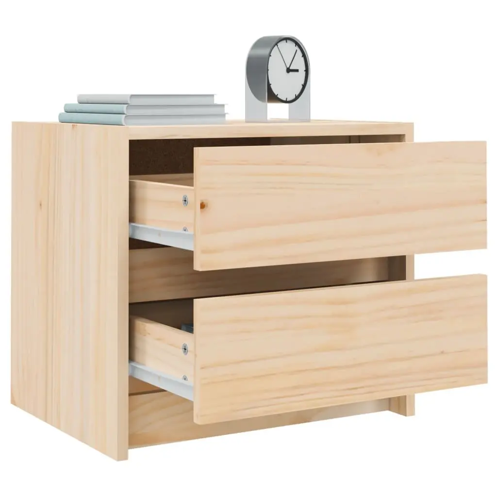 Bedside Table 40x31x35.5 cm Pine Wood 2 Drawer Rustic Storage Furniture