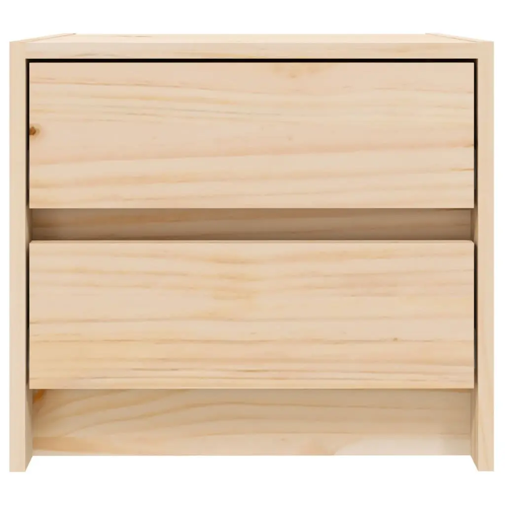 Bedside Table 40x31x35.5 cm Pine Wood 2 Drawer Rustic Storage Furniture