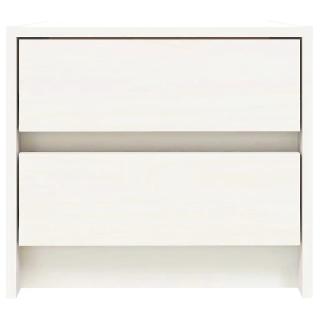 White Solid Pine Wood 2 Drawer Bedside Cabinet Nightstand