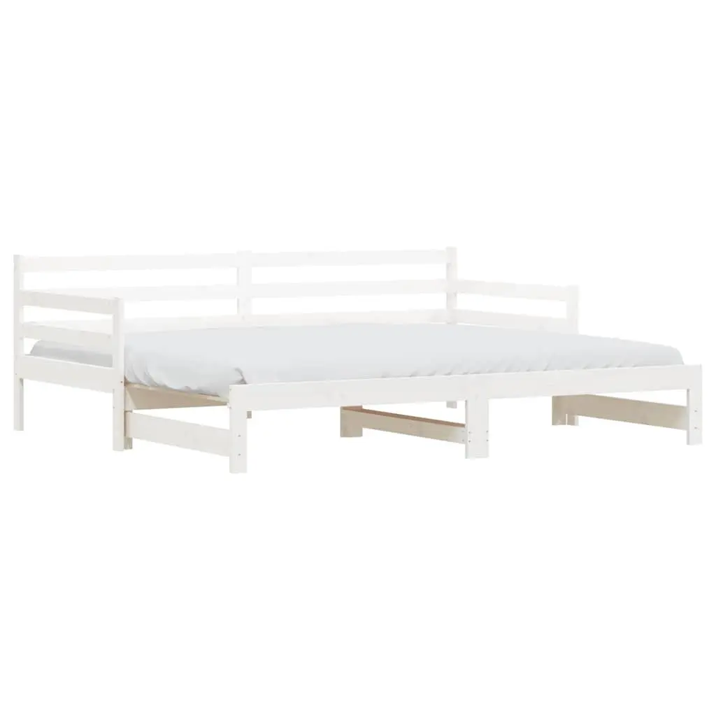Daybed Frame Solid Pine Wood 90x190 cm White with Trundle