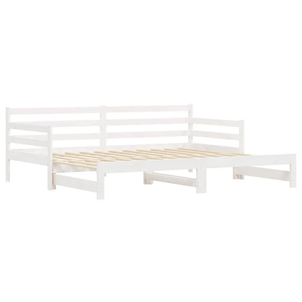 Daybed Frame Solid Pine Wood 90x190 cm White with Trundle