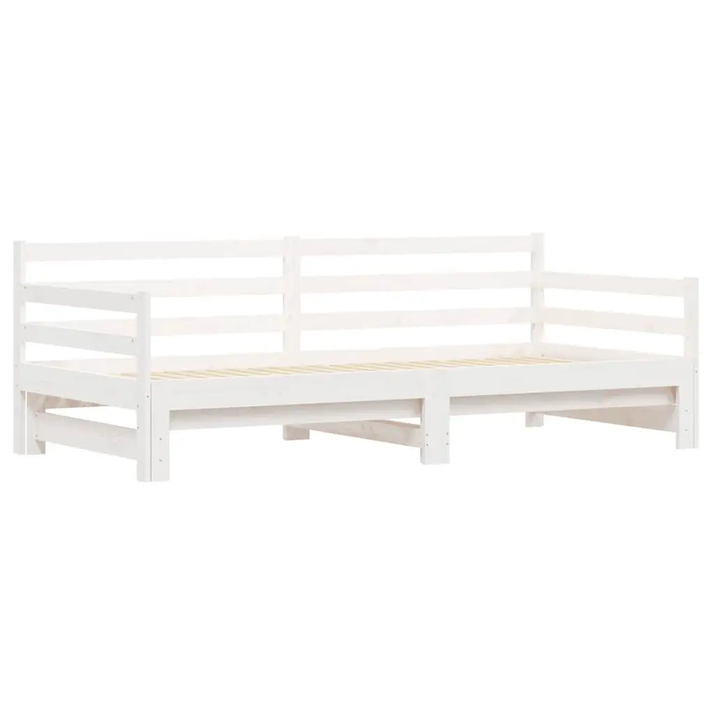 Daybed Frame Solid Pine Wood 90x190 cm White with Trundle