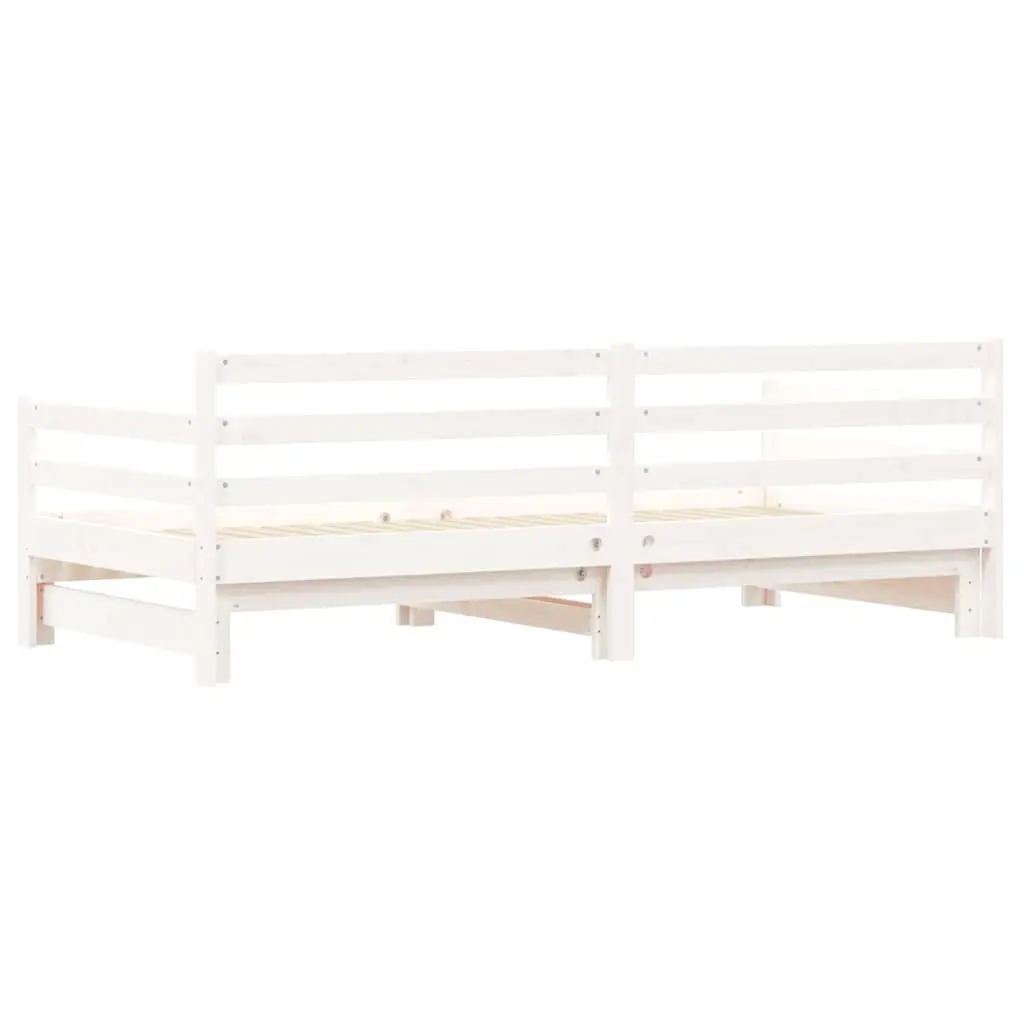Daybed Frame Solid Pine Wood 90x190 cm White with Trundle