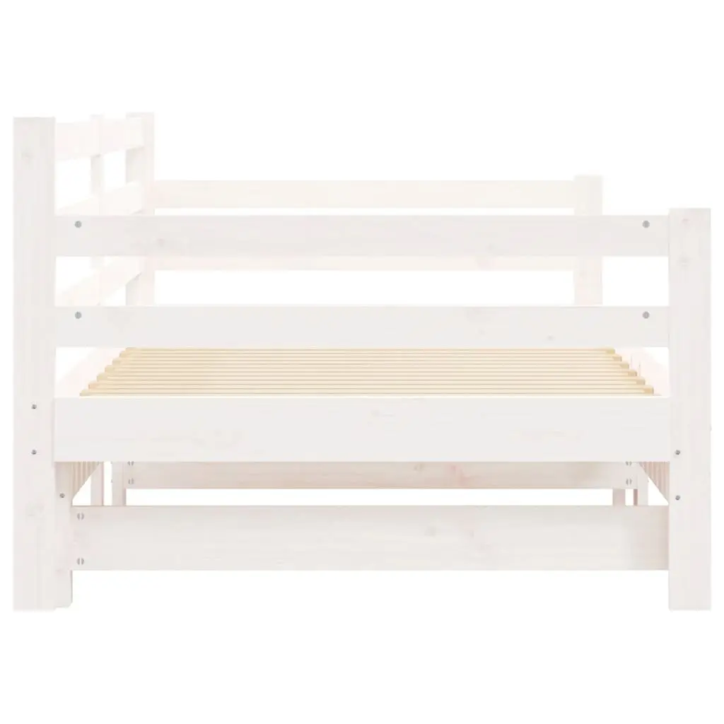 Daybed Frame Solid Pine Wood 90x190 cm White with Trundle