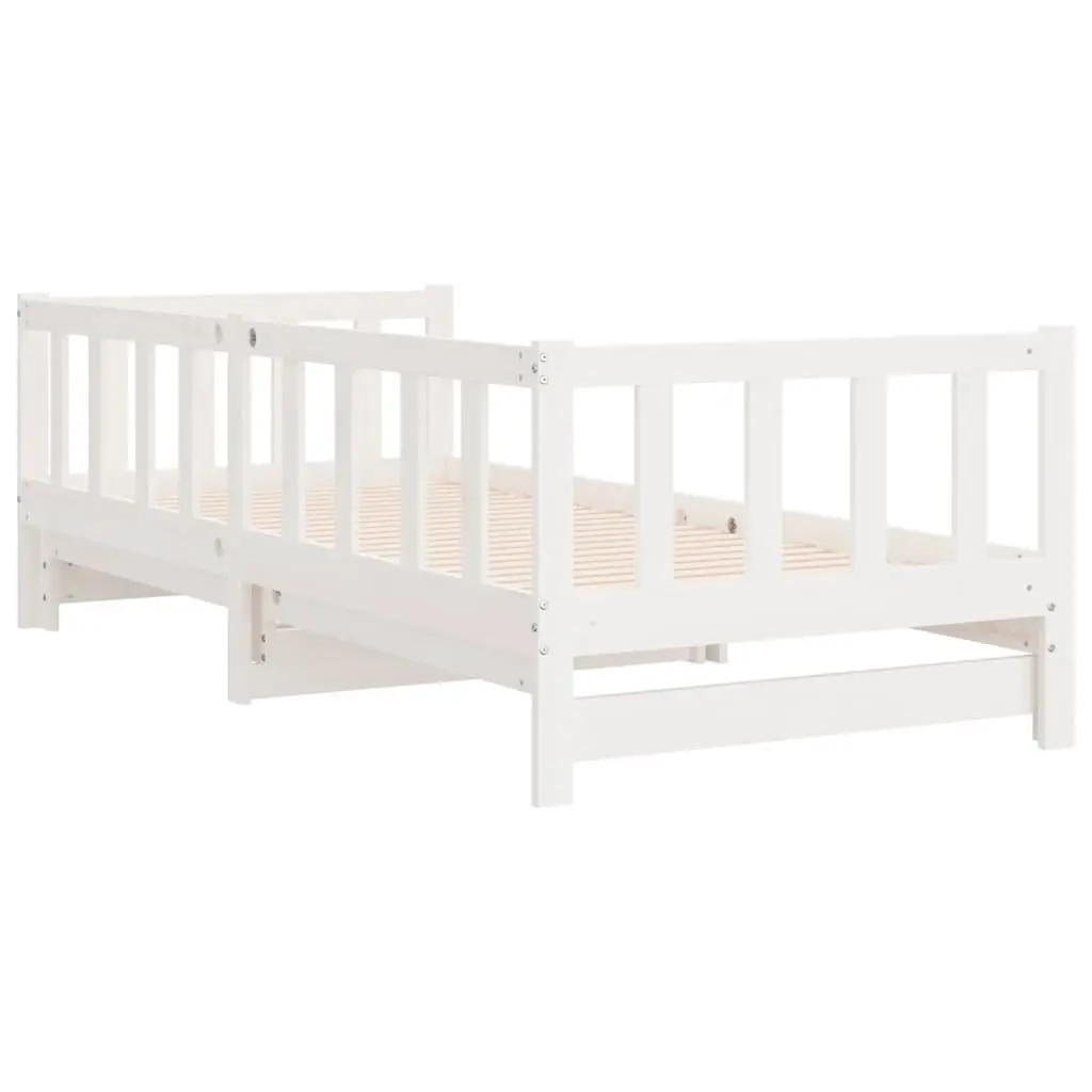 Day Bed Solid Pine Wood Slatted Base 90x190 cm White Pull-Out Trundle