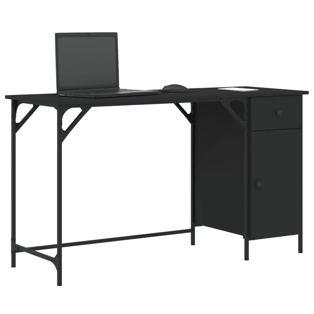 Computer Desk Engineered Wood 131x48x75 cm Black