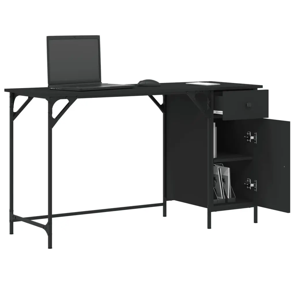 Computer Desk Engineered Wood 131x48x75 cm Black